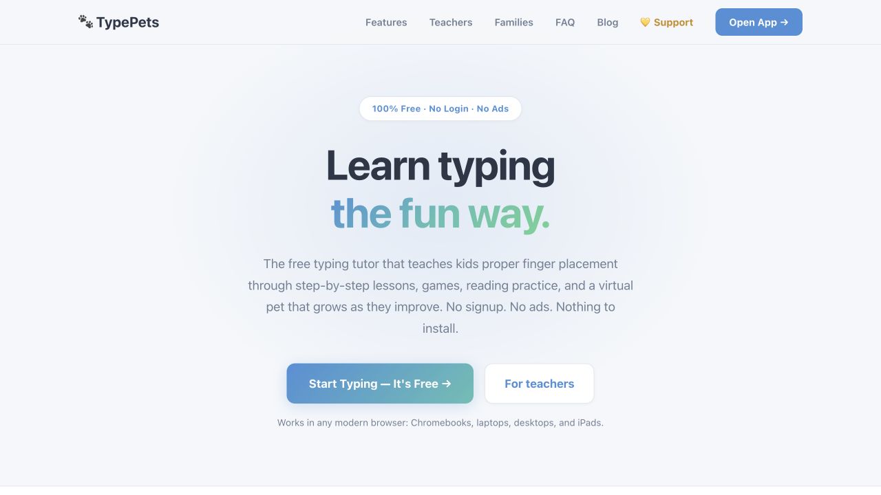 Screenshot of TypePets
