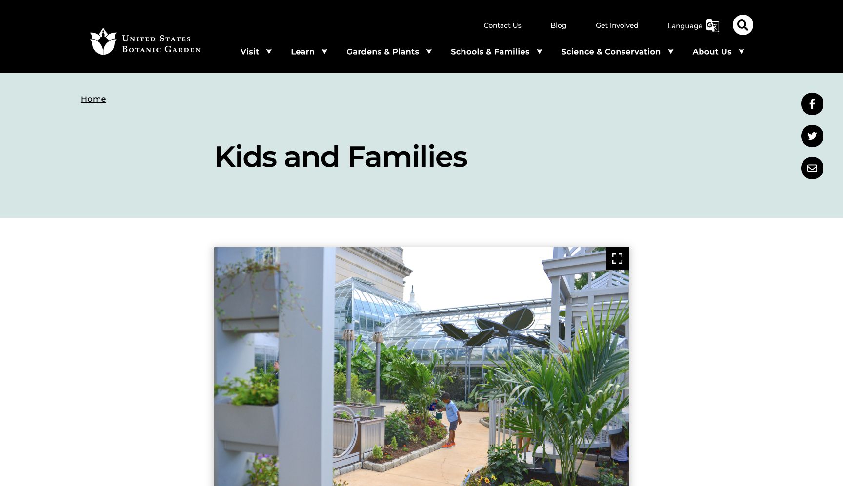 Screenshot of U.S. Botanic Garden Kids and Families