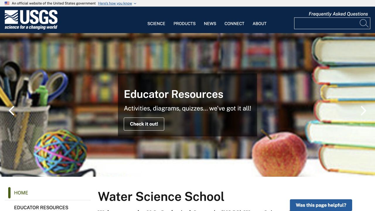 Screenshot of USGS Water Science School