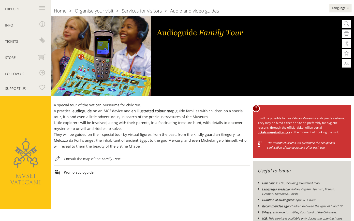 Screenshot of Vatican Museums Audioguide Family Tour