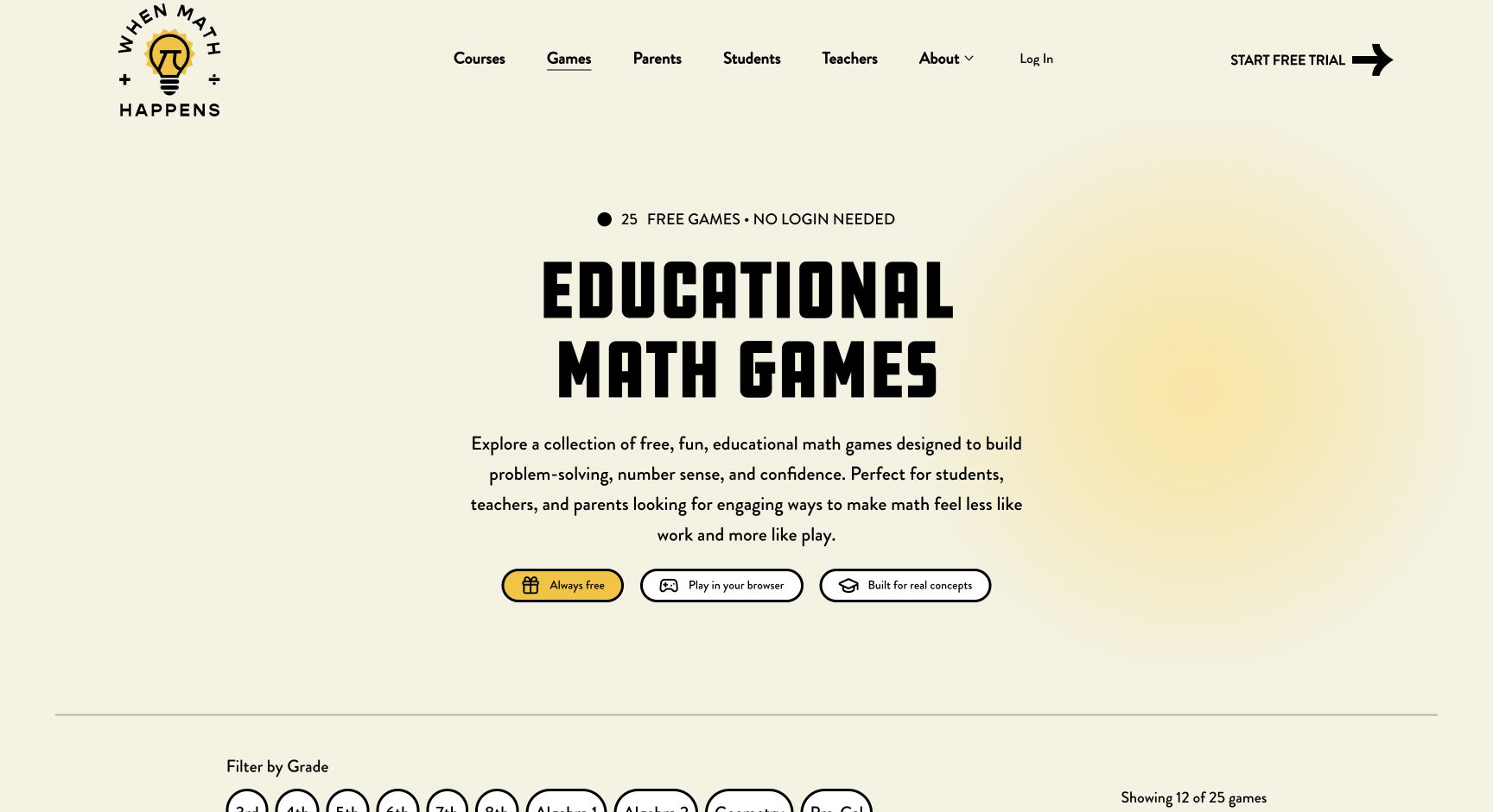 Screenshot of When Math Happens Games