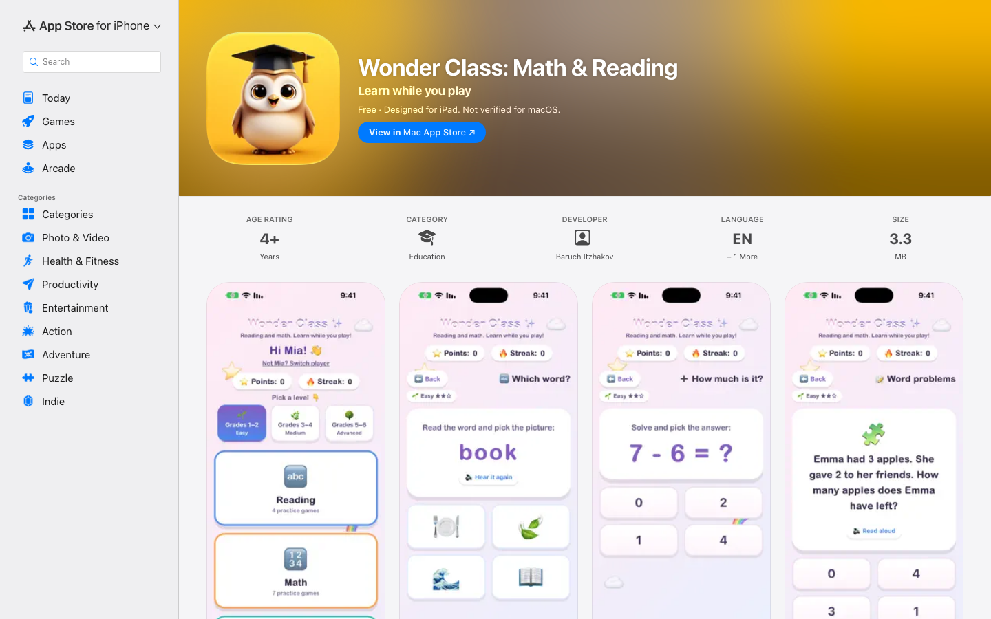Screenshot of Wonder Class