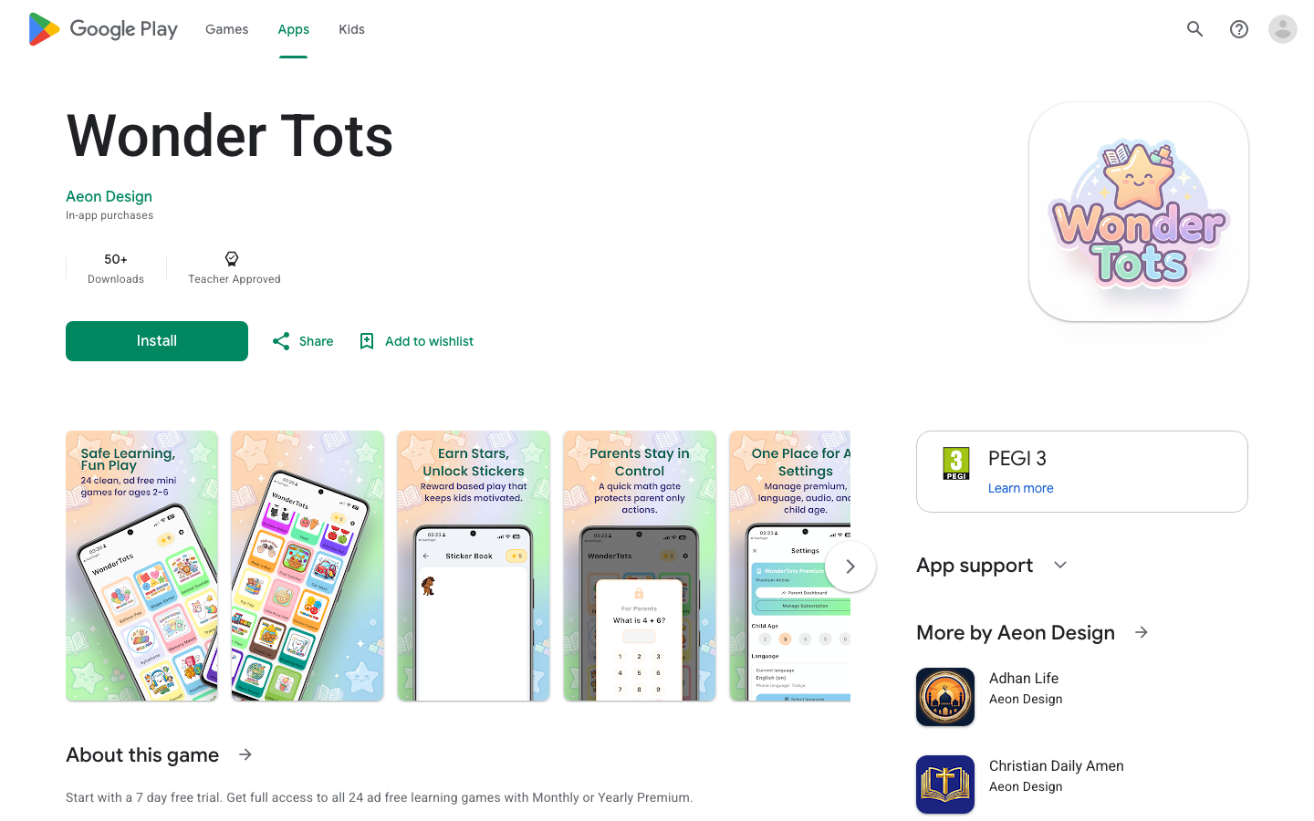 Screenshot of Wonder Tots
