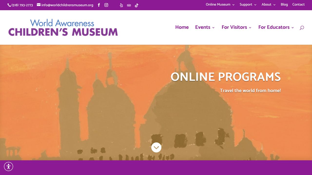 Screenshot of World Awareness Children’s Museum Online Programming