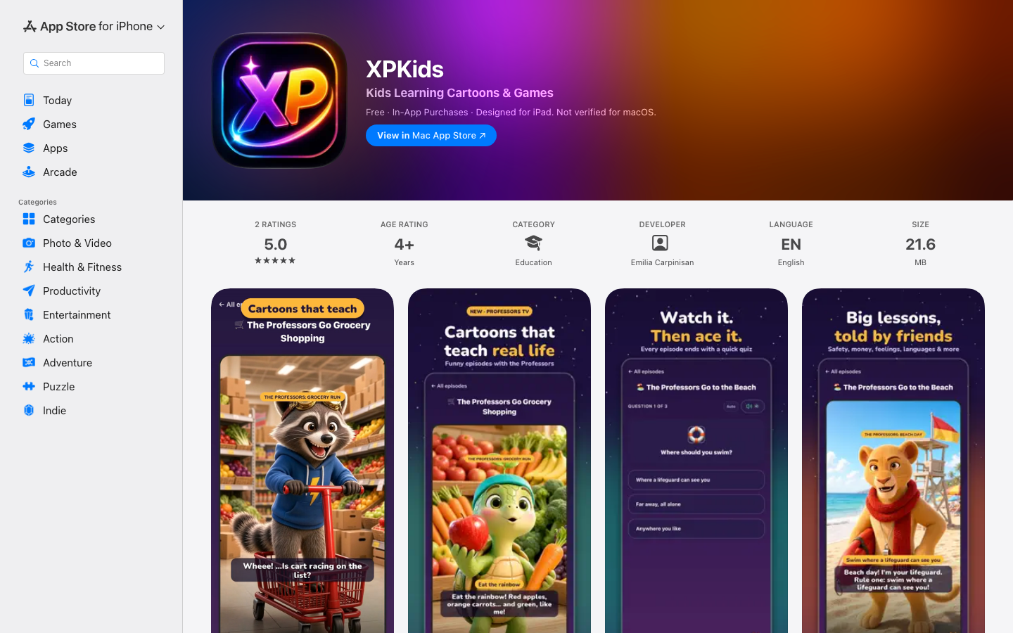 Screenshot of XPKids