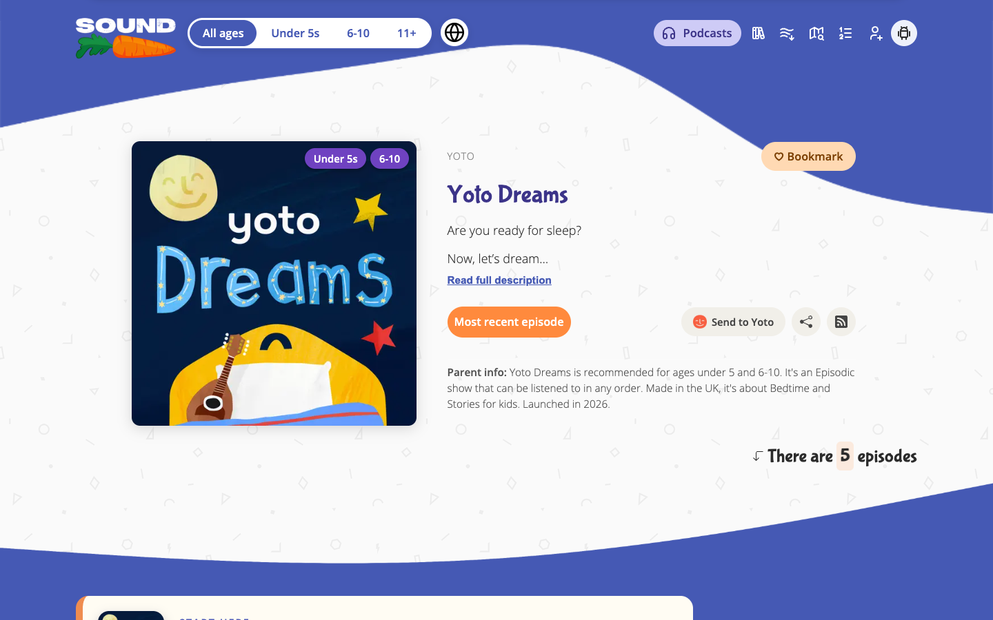 Screenshot of Yoto Dreams