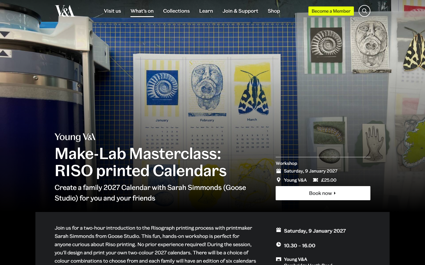 Screenshot of Young V&A Make-Lab Masterclass: RISO Printed Calendars